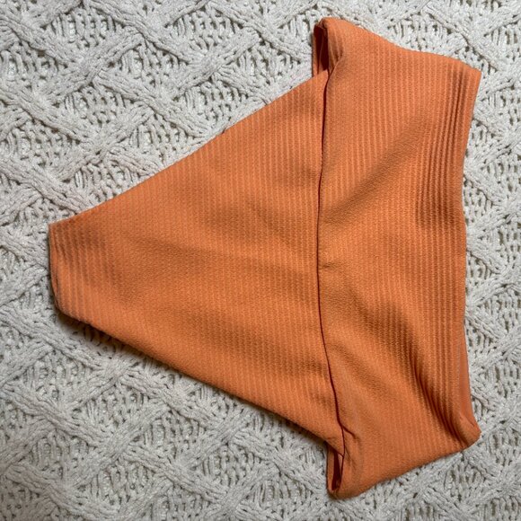 L*Space Ribbed High-Waist Bikini Bottom Orange Textured Swimwear Women’s S‎ NWOT - Picture 2 of 6